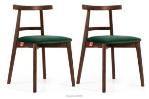 LILIO, https://konsimo.pl/kolekcja/lilio/ Krzesło w stylu vintage ciemny zielony welur orzech średni 2szt ciemny zielony/orzech średni - zdjęcie