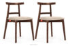 LILIO Krzesło w stylu vintage kremowy welur orzech średni 2szt kremowy/orzech średni - zdjęcie 1