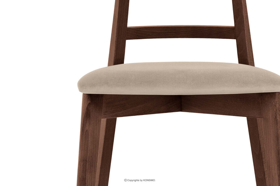 LILIO Krzesło w stylu vintage kremowy welur orzech średni 2szt kremowy/orzech średni - zdjęcie 5