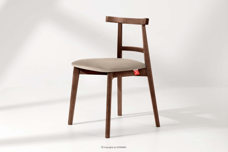 LILIO Krzesło w stylu vintage kremowy welur orzech średni 2szt kremowy/orzech średni - zdjęcie 1