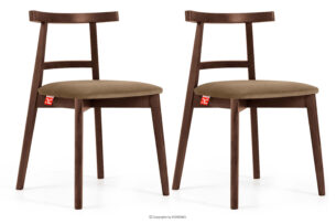 LILIO, https://konsimo.pl/kolekcja/lilio/ Krzesło w stylu vintage beżowy welur orzech średni 2szt beżowy/orzech średni - zdjęcie