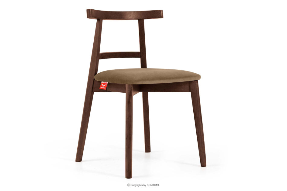 LILIO Krzesło w stylu vintage beżowy welur orzech średni 2szt beżowy/orzech średni - zdjęcie 3