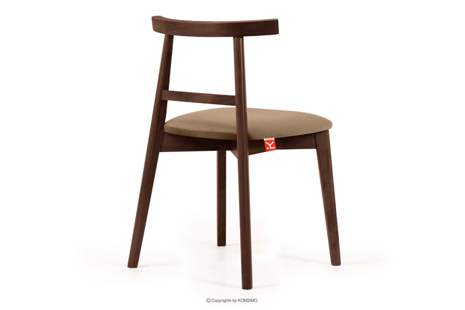 LILIO Krzesło w stylu vintage beżowy welur orzech średni 2szt beżowy/orzech średni - zdjęcie 4