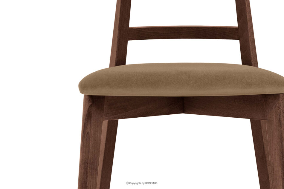 LILIO Krzesło w stylu vintage beżowy welur orzech średni 2szt beżowy/orzech średni - zdjęcie 5