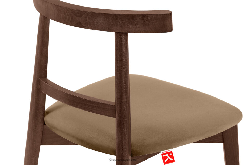 LILIO Krzesło w stylu vintage beżowy welur orzech średni 2szt beżowy/orzech średni - zdjęcie 7