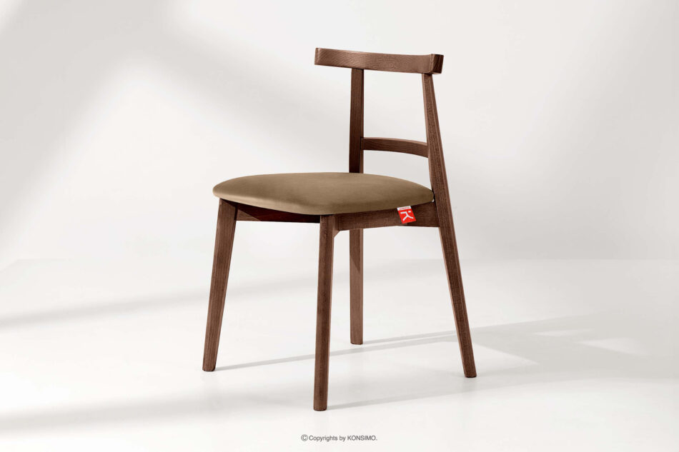 LILIO Krzesło w stylu vintage beżowy welur orzech średni 2szt beżowy/orzech średni - zdjęcie 1