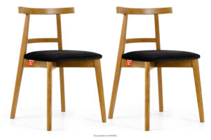 LILIO, https://konsimo.pl/kolekcja/lilio/ Krzesło w stylu vintage czarny welur jasny dąb 2szt czarny/jasny dąb - zdjęcie