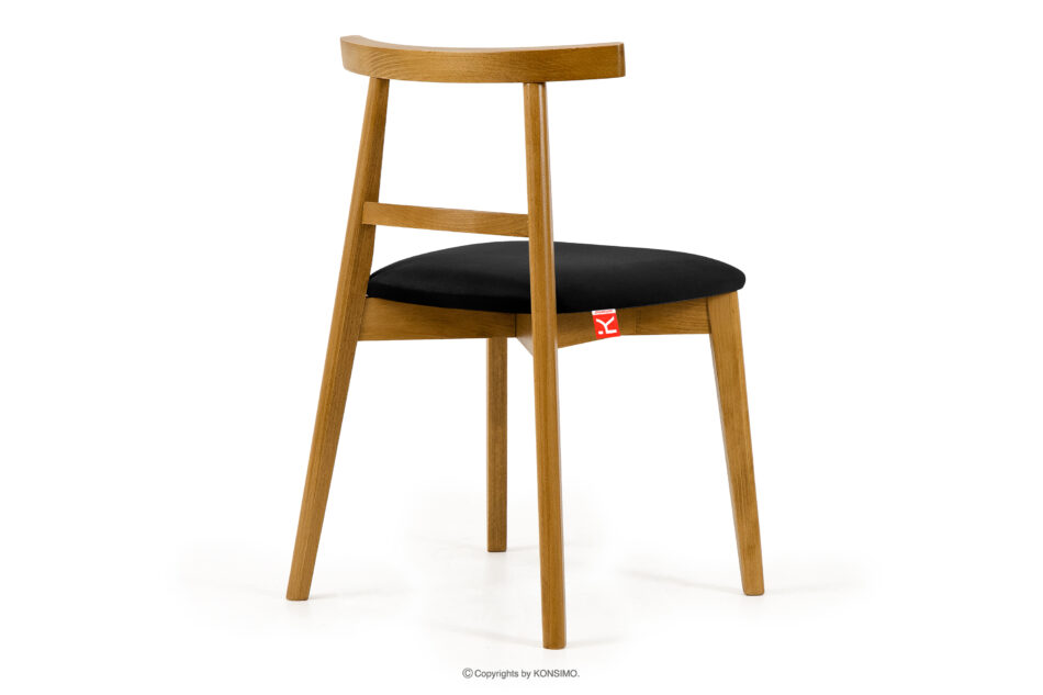 LILIO Krzesło w stylu vintage czarny welur jasny dąb 2szt czarny/jasny dąb - zdjęcie 4