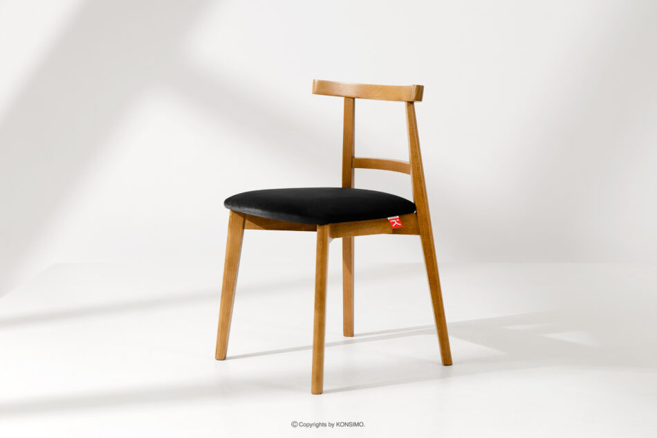 LILIO Krzesło w stylu vintage czarny welur jasny dąb 2szt czarny/jasny dąb - zdjęcie 1