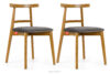 LILIO Krzesło w stylu vintage szary welur jasny dąb 2szt szary/jasny dąb - zdjęcie 1