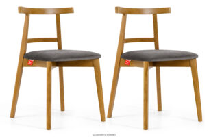 LILIO, https://konsimo.pl/kolekcja/lilio/ Krzesło w stylu vintage szary welur jasny dąb 2szt szary/jasny dąb - zdjęcie