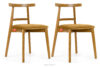 LILIO Krzesło w stylu vintage żółty welur jasny dąb 2szt żółty/jasny dąb - zdjęcie 1