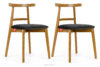 LILIO Krzesło w stylu vintage grafitowy welur jasny dąb 2szt grafitowy/jasny dąb - zdjęcie 1