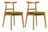 LILIO Krzesło w stylu vintage oliwkowy welur jasny dąb 2szt oliwkowy/jasny dąb - zdjęcie 1