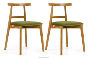 LILIO, https://konsimo.pl/kolekcja/lilio/ Krzesło w stylu vintage oliwkowy welur jasny dąb 2szt oliwkowy/jasny dąb - zdjęcie