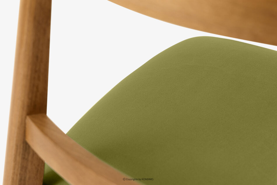 LILIO Krzesło w stylu vintage oliwkowy welur jasny dąb 2szt oliwkowy/jasny dąb - zdjęcie 9