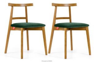 LILIO, https://konsimo.pl/kolekcja/lilio/ Krzesło w stylu vintage ciemny zielony welur jasny dąb 2szt ciemny zielony/jasny dąb - zdjęcie