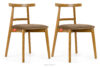 LILIO Krzesło w stylu vintage beżowy welur jasny dąb 2szt beżowy/jasny dąb - zdjęcie 1