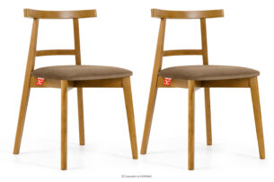 LILIO, https://konsimo.pl/kolekcja/lilio/ Krzesło w stylu vintage beżowy welur jasny dąb 2szt beżowy/jasny dąb - zdjęcie