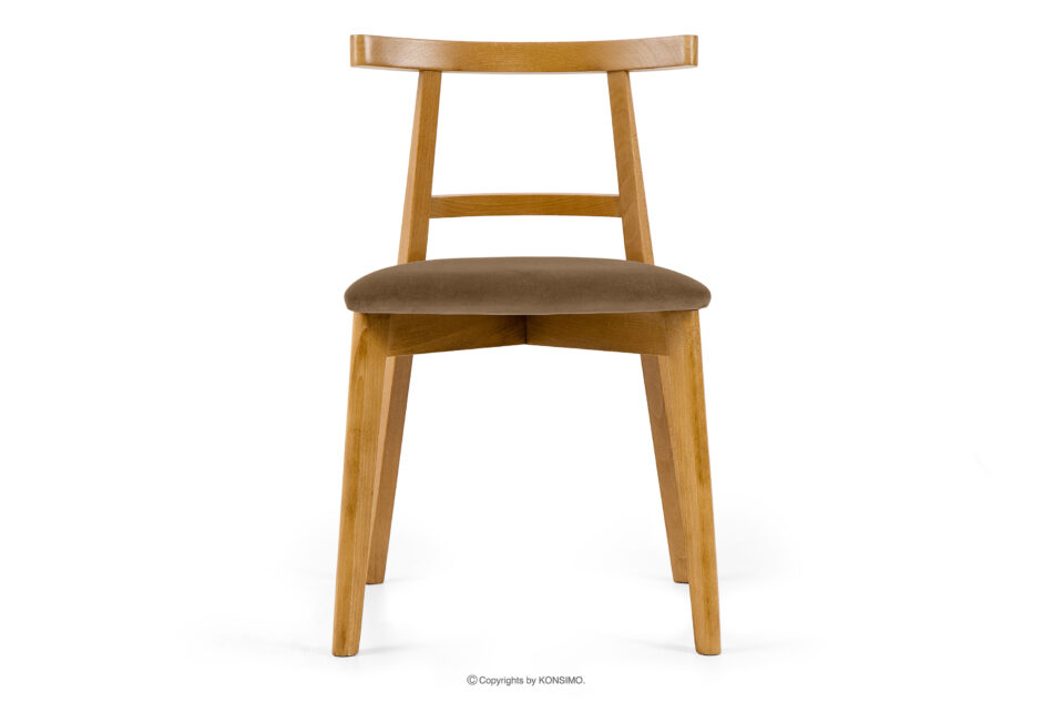 LILIO Krzesło w stylu vintage beżowy welur jasny dąb 2szt beżowy/jasny dąb - zdjęcie 2