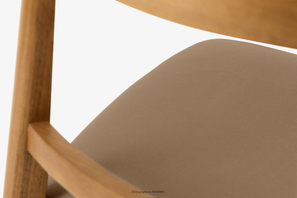 LILIO Krzesło w stylu vintage beżowy welur jasny dąb 2szt beżowy/jasny dąb - zdjęcie 9