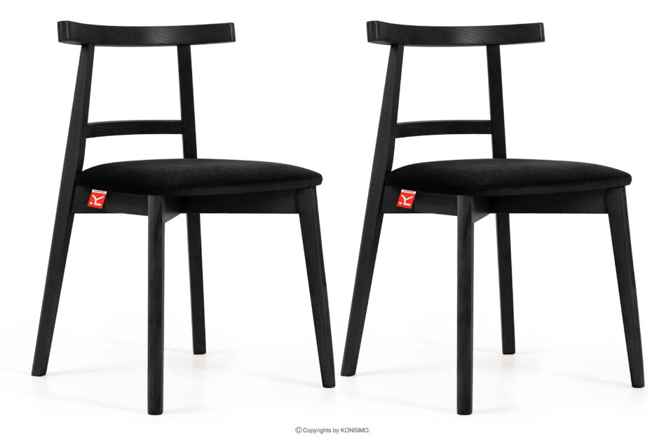 LILIO Krzesło w stylu vintage czarny welur 2szt czarny/czarny - zdjęcie 0