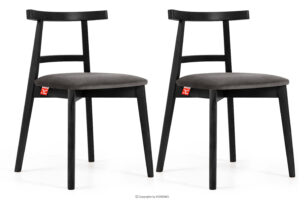 LILIO, https://konsimo.pl/kolekcja/lilio/ Krzesło w stylu vintage szary welur 2szt szary/czarny - zdjęcie