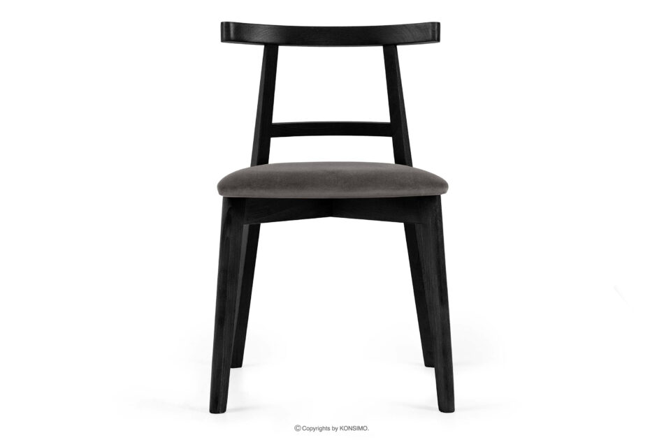 LILIO Krzesło w stylu vintage szary welur 2szt szary/czarny - zdjęcie 2