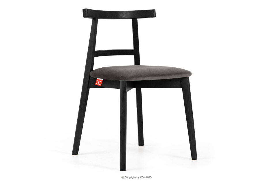 LILIO Krzesło w stylu vintage szary welur 2szt szary/czarny - zdjęcie 3