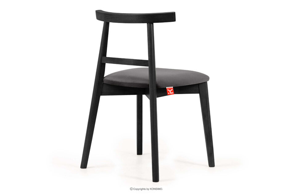 LILIO Krzesło w stylu vintage szary welur 2szt szary/czarny - zdjęcie 4