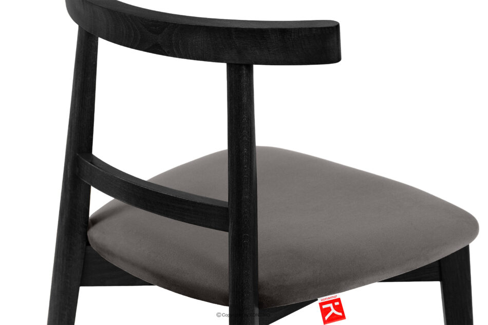 LILIO Krzesło w stylu vintage szary welur 2szt szary/czarny - zdjęcie 7