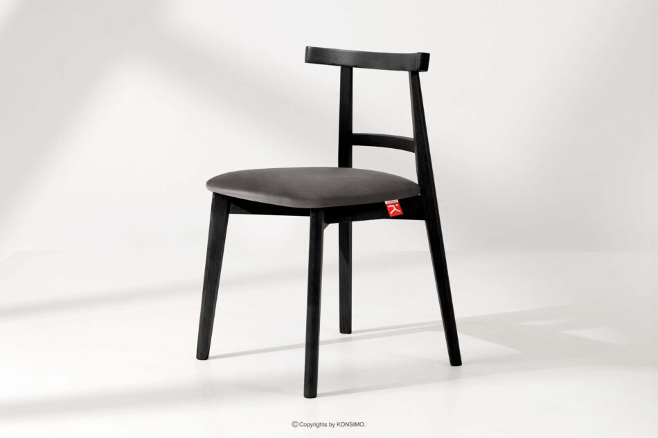 LILIO Krzesło w stylu vintage szary welur 2szt szary/czarny - zdjęcie 1
