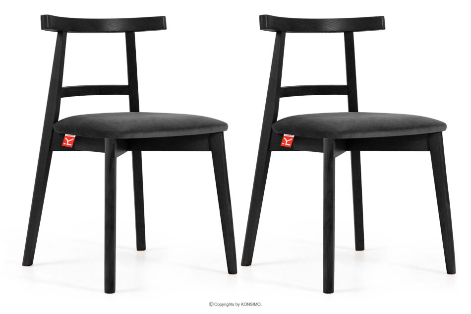 LILIO Krzesło w stylu vintage grafitowy welur 2szt grafitowy/czarny - zdjęcie 0