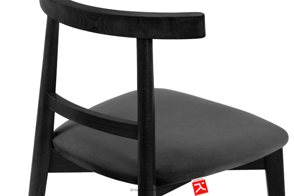 LILIO Krzesło w stylu vintage grafitowy welur 2szt grafitowy/czarny - zdjęcie 7