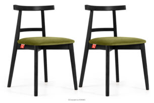 LILIO, https://konsimo.pl/kolekcja/lilio/ Krzesło w stylu vintage oliwkowy welur 2szt oliwkowy/czarny - zdjęcie