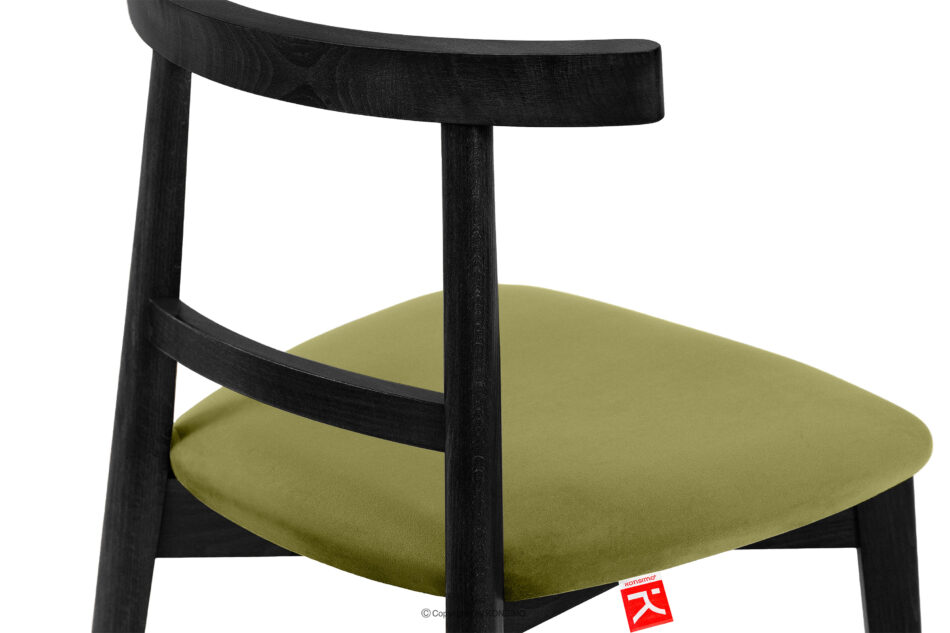 LILIO Krzesło w stylu vintage oliwkowy welur 2szt oliwkowy/czarny - zdjęcie 7