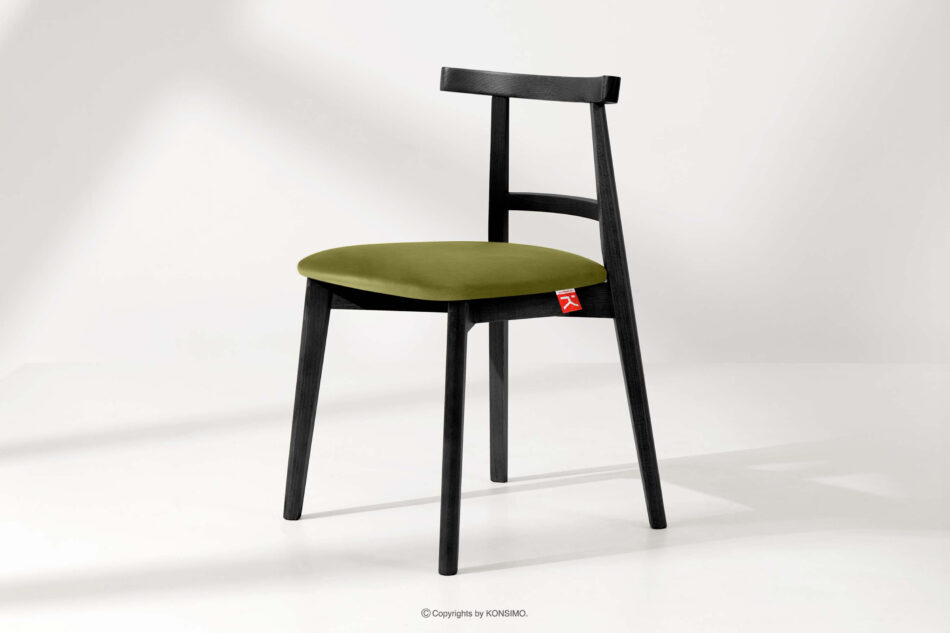 LILIO Krzesło w stylu vintage oliwkowy welur 2szt oliwkowy/czarny - zdjęcie 1