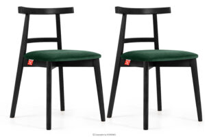 LILIO, https://konsimo.pl/kolekcja/lilio/ Krzesło w stylu vintage ciemny zielony welur 2szt ciemny zielony/czarny - zdjęcie