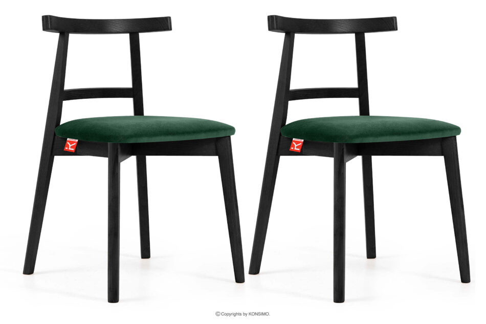 LILIO Krzesło w stylu vintage ciemny zielony welur 2szt ciemny zielony/czarny - zdjęcie 0