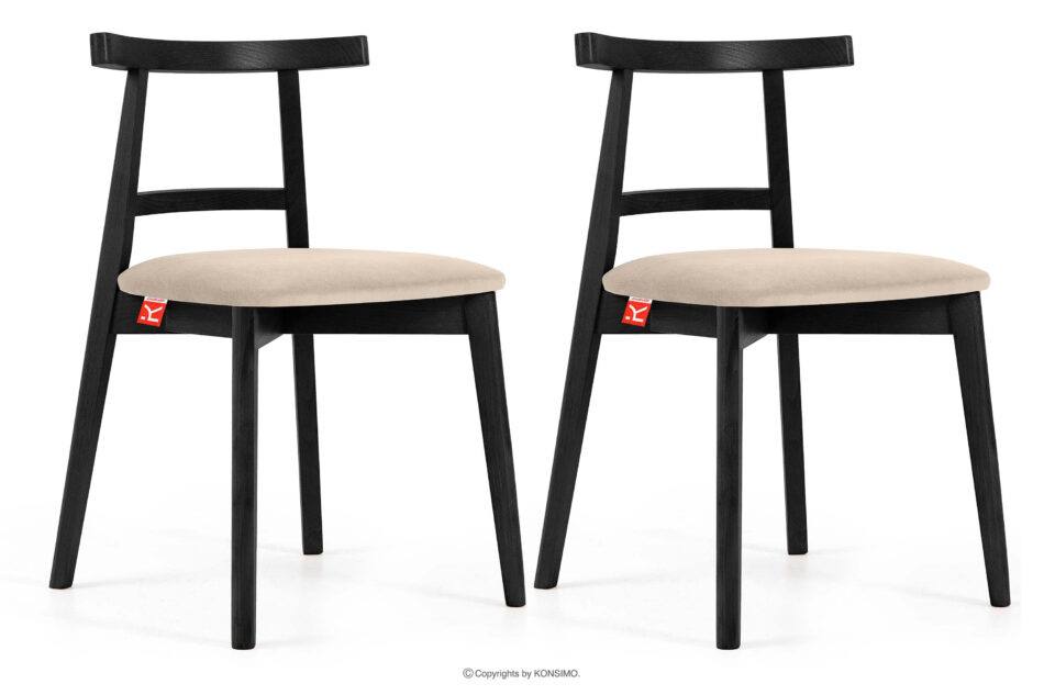 LILIO Krzesło w stylu vintage kremowy welur 2szt kremowy/czarny - zdjęcie 0