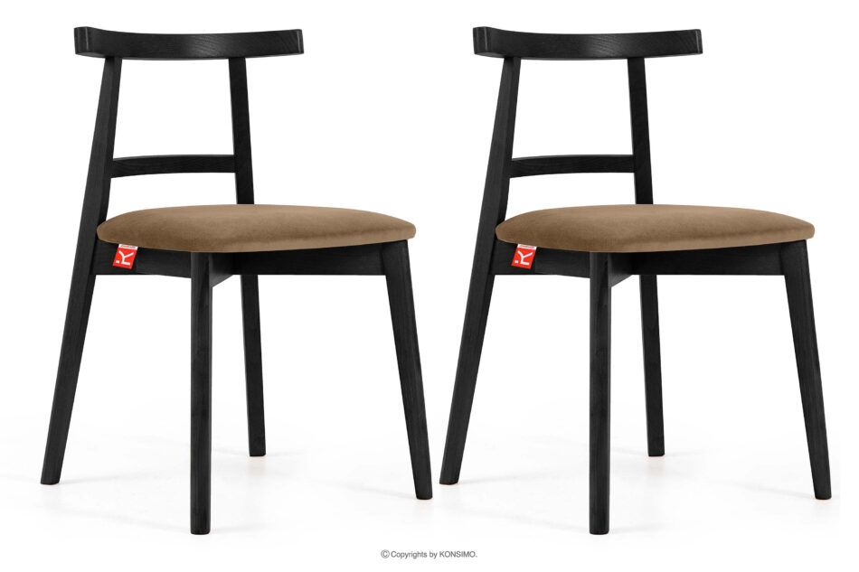 LILIO Krzesło w stylu vintage beżowy welur 2szt beżowy/czarny - zdjęcie 0