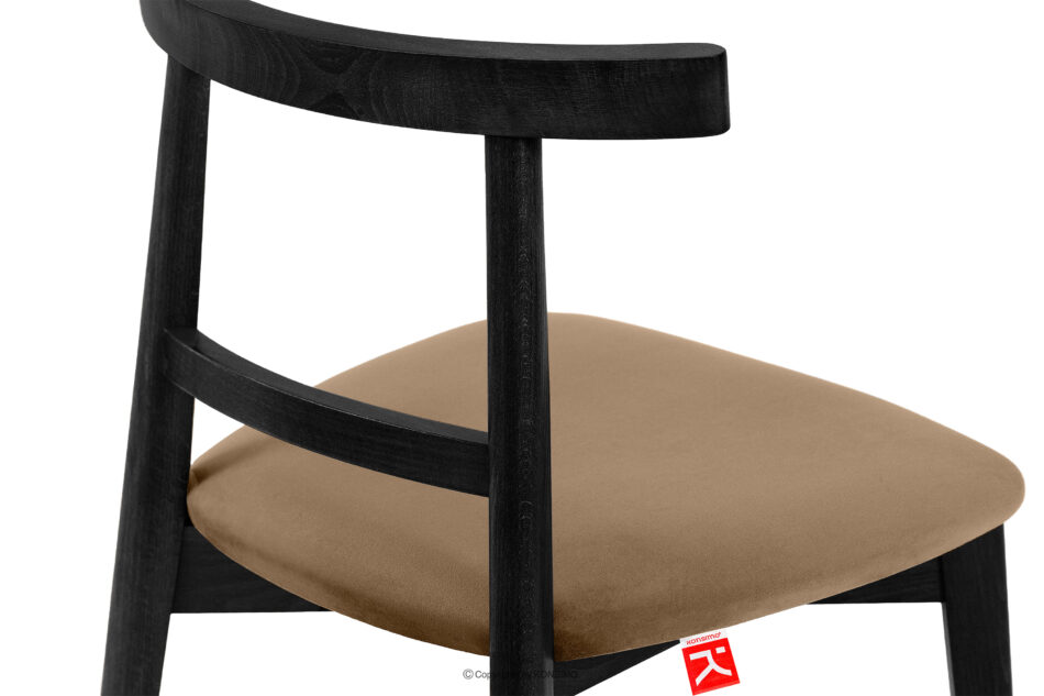LILIO Krzesło w stylu vintage beżowy welur 2szt beżowy/czarny - zdjęcie 7