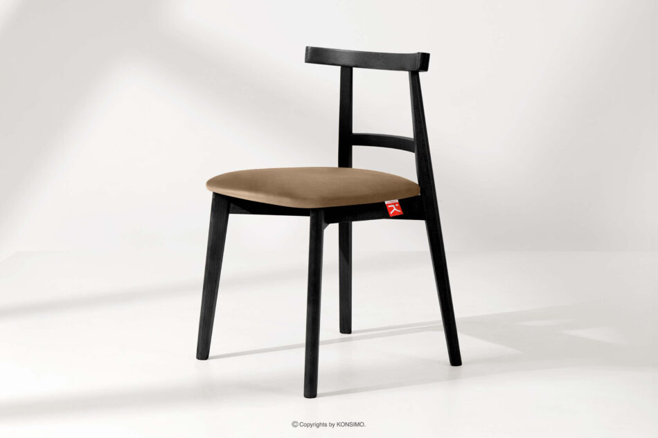 LILIO Krzesło w stylu vintage beżowy welur 2szt beżowy/czarny - zdjęcie 1