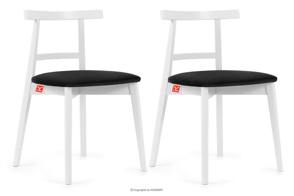 LILIO Białe krzesło vintage czarny welur 2szt czarny/biały - zdjęcie 0
