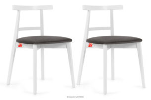 LILIO, https://konsimo.pl/kolekcja/lilio/ Białe krzesło vintage szary welur 2szt szary/biały - zdjęcie