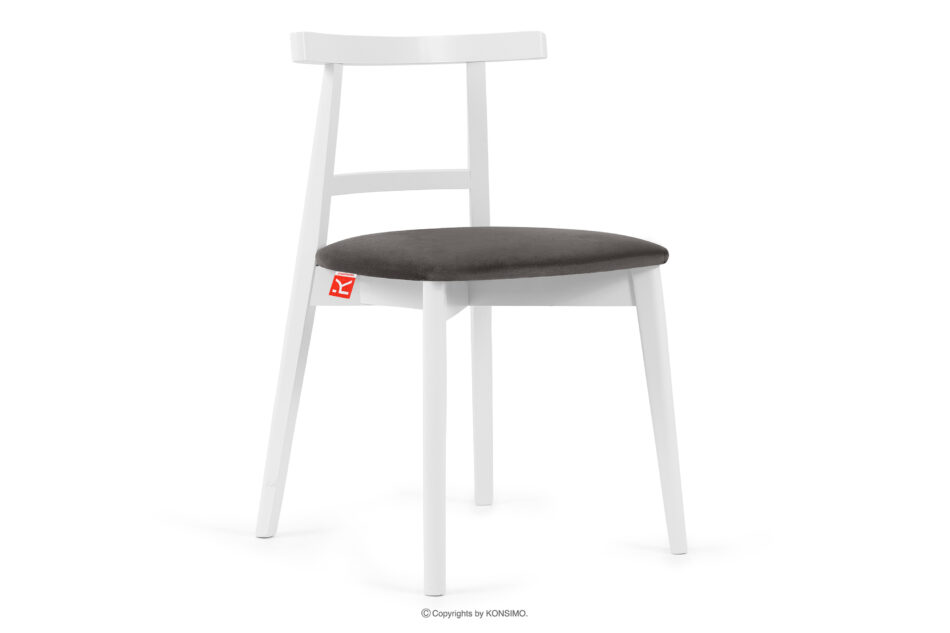 LILIO Białe krzesło vintage szary welur 2szt szary/biały - zdjęcie 3