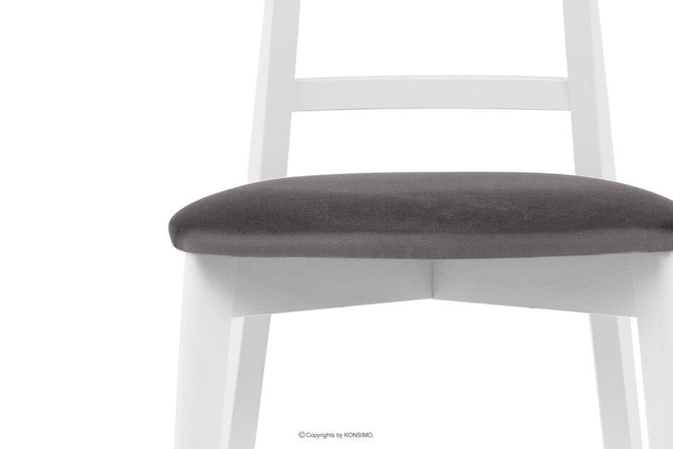 LILIO Białe krzesło vintage szary welur 2szt szary/biały - zdjęcie 6