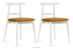 LILIO, https://konsimo.pl/kolekcja/lilio/ Białe krzesło vintage żółty welur 2szt żółty/biały - zdjęcie