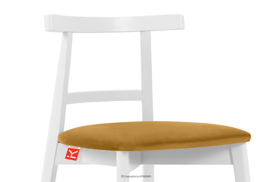 LILIO Białe krzesło vintage żółty welur 2szt żółty/biały - zdjęcie 5