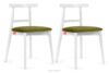 LILIO Białe krzesło vintage oliwkowy welur 2szt oliwkowy/biały - zdjęcie 1